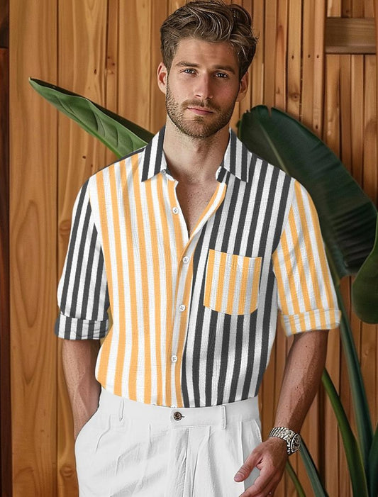 Men's linen shirt with stripes